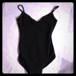 Mirella Basic Black Pinch Front Dance Leotard